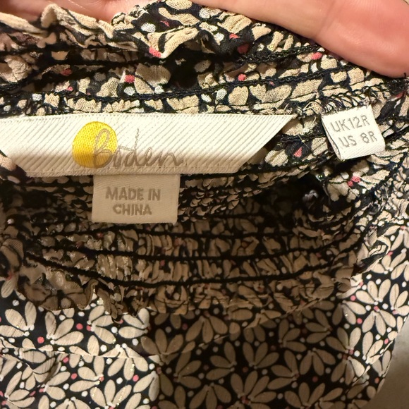 Boden High Neck Smocked Yoke Metallic Dress Sz 8 - Picture 4 of 7